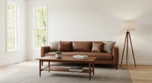 layered brown tones in living room creating depth