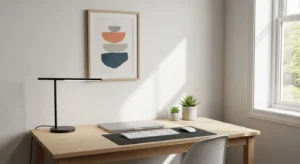 minimal desk setup creating clean calm workspace