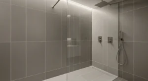 large format tiles in shower for seamless design