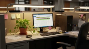 plant in cubicle adding freshness and comfort
