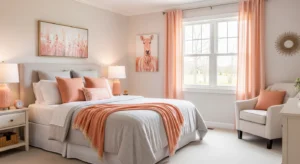 peach bedroom color scheme with warm cozy vibe