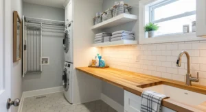 organized small laundry room layout for easy daily use