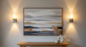 wall sconces providing ambient lighting in living room
