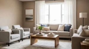 light brown walls creating warm living room atmosphere