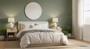sage green bedroom color scheme with earthy tones
