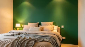 forest green bedroom creating rich earthy atmosphere