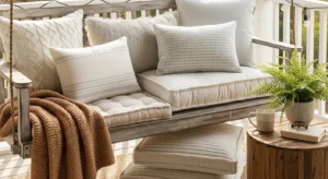 cozy cushions on small front porch seating