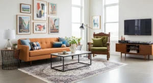 mixed furniture styles in french country living room