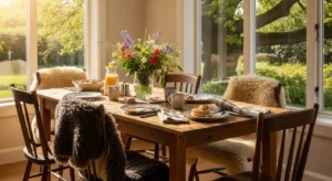dining table near window in small combo space