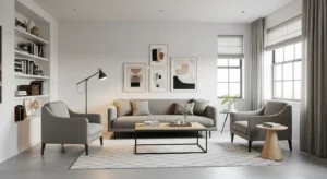 functional furniture in japandi living room layout