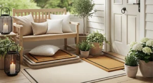 small front porch with cozy seating plants and neutral decor creating stylish and space saving outdoor design