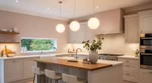 blush kitchen paint color adding soft warmth