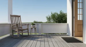 minimal decor on small front porch for clean design