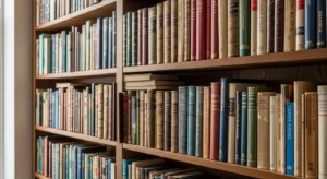 books sorted by size creating organized shelf look
