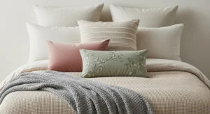 teen bedroom bedding styled with cohesive cozy color palette