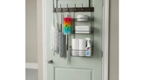 over the door storage in laundry room for extra organization