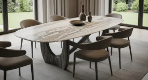 natural stone dining table in modern dining room