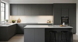 monochrome kitchen cabinets for cohesive design