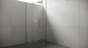minimal shower hardware creating uncluttered design