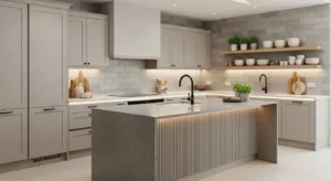 layered neutral kitchen colors creating balanced modern look