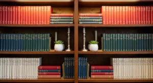 symmetrical bookshelf styling creating clean look