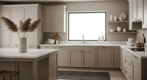 layered taupe tones in kitchen creating depth