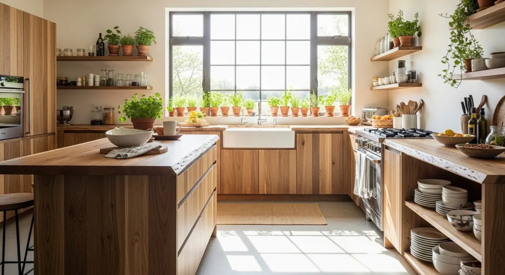 Sustainable kitchen design with eco-friendly materials and natural elements