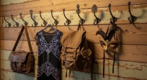 wall hooks in kids playroom for hanging items