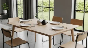 minimal rectangular dining table in modern interior