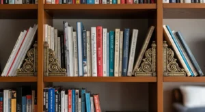 bookends keeping bookshelf organized and structured
