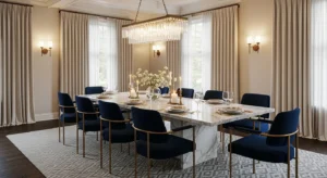 marble dining table adding elegance to modern dining space