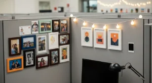 personal decor in cubicle making space feel personal