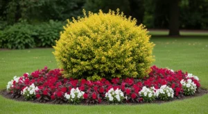 focal plant in flower bed creating visual anchor