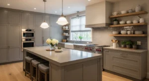 warm grey kitchen paint color for cozy modern look