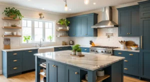 blue green kitchen color for fresh modern aesthetic