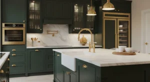 forest green kitchen cabinets for bold elegant look