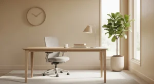 neutral color cubicle creating calm workspace