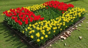 limited color flower bed creating elegant cohesive look