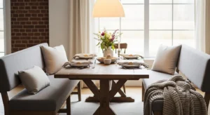 dining table with bench seating for modern cozy dining area