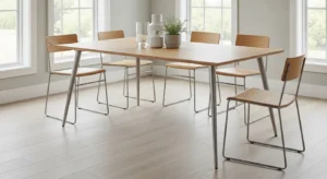 slim leg dining table creating open modern look