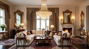 oversized lighting fixture creating statement in living room