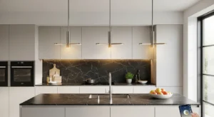 smart pendant lighting in kitchen with adjustable brightness