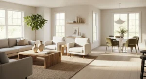 airy layout in french country living room design