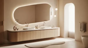 curved design elements in bathroom for modern soft look
