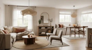 cozy living dining combo space with unified design
