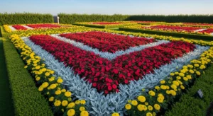 repeating plant pattern in flower bed for cohesive design