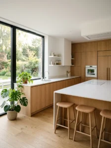 Minimalist clutter-free kitchen with organized countertops