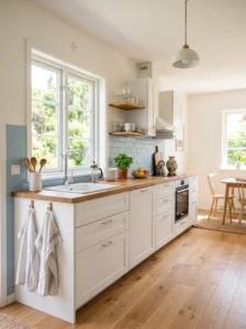 Light colors making a small kitchen appear bigger