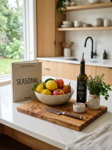 Functional decor on a modern kitchen island