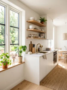 Minimalist small kitchen that looks spacious and organized